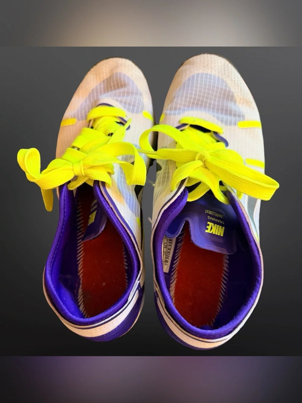 Nike Lunar Element Sneakers White Purple Neon Yellow Women’s 9